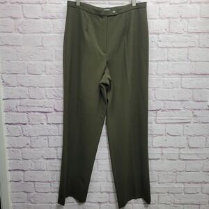 Natalie Wool Blend Olive Green Straight Leg Dress Pants Trousers Womens 14 Work